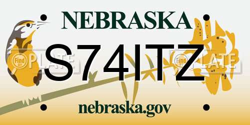 S74ITZ Nebraska License Plate