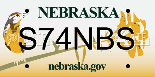 S74NBS Nebraska License Plate