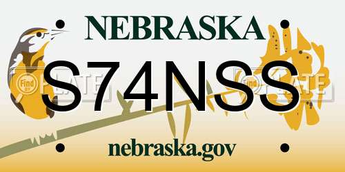 S74NSS Nebraska License Plate