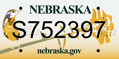 S752397 Nebraska License Plate