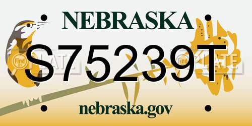 S75239T Nebraska License Plate