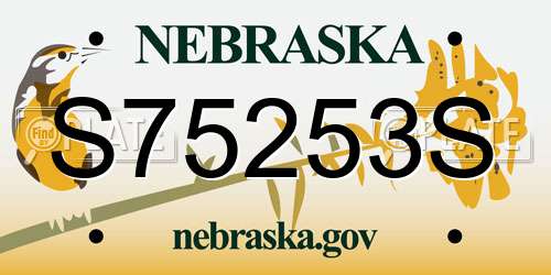 S75253S Nebraska License Plate
