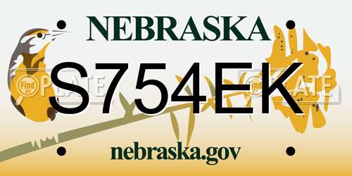 S754EK Nebraska License Plate