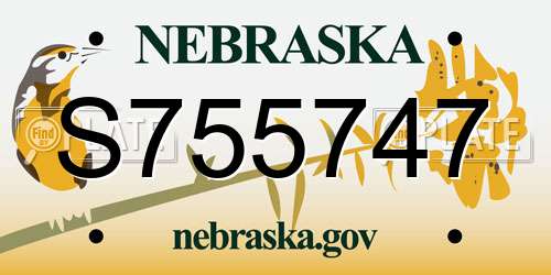 S755747 Nebraska License Plate
