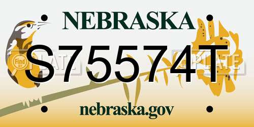 S75574T Nebraska License Plate