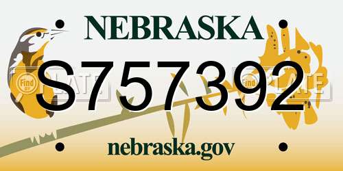 S757392 Nebraska License Plate