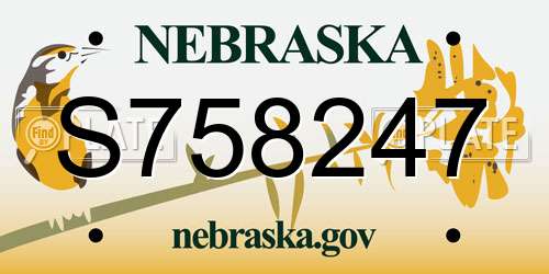 S758247 Nebraska License Plate