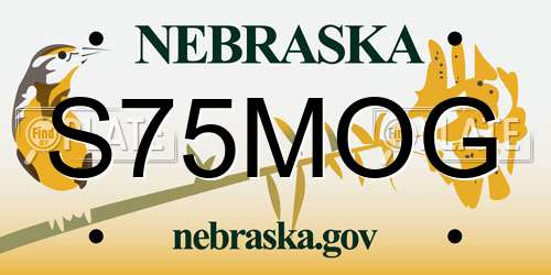 S75MOG Nebraska License Plate