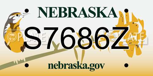 S7686Z Nebraska License Plate