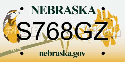 S768GZ Nebraska License Plate