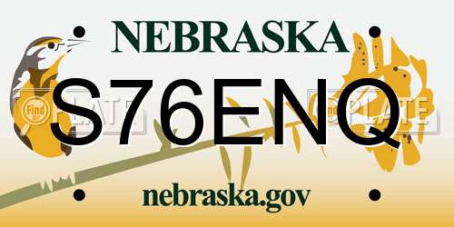 S76ENQ Nebraska License Plate