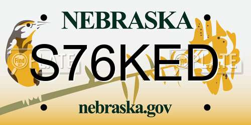 S76KED Nebraska License Plate