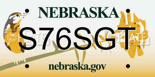 S76SGT Nebraska License Plate