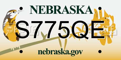 S775QE Nebraska License Plate