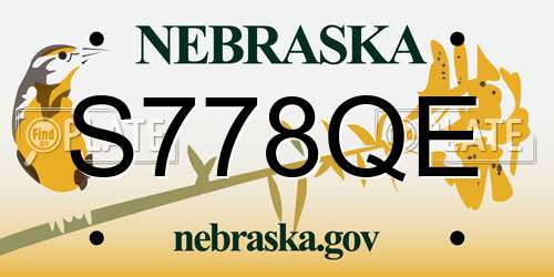 S778QE Nebraska License Plate