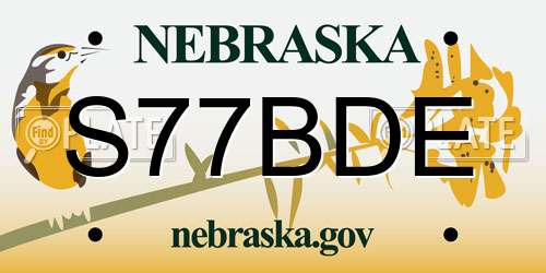 S77BDE Nebraska License Plate