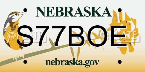 S77BOE Nebraska License Plate