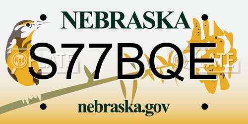 S77BQE Nebraska License Plate