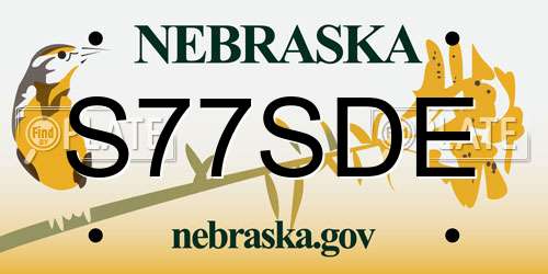 S77SDE Nebraska License Plate