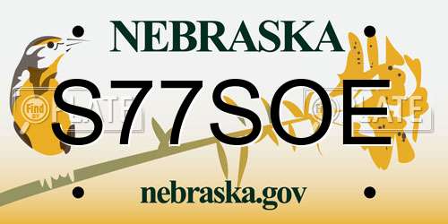 S77SOE Nebraska License Plate