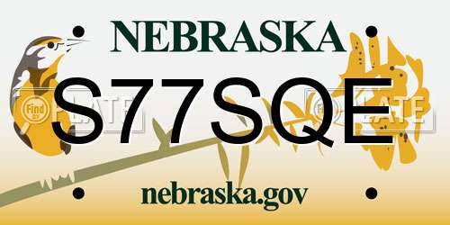 S77SQE Nebraska License Plate