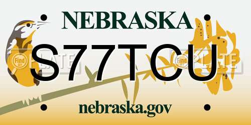S77TCU Nebraska License Plate
