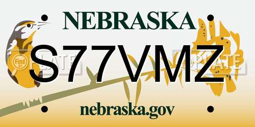 S77VMZ Nebraska License Plate