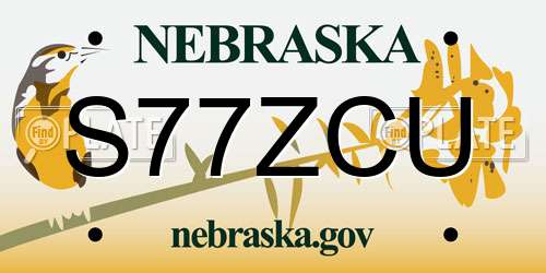 S77ZCU Nebraska License Plate