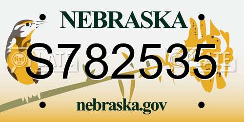 S782535 Nebraska License Plate