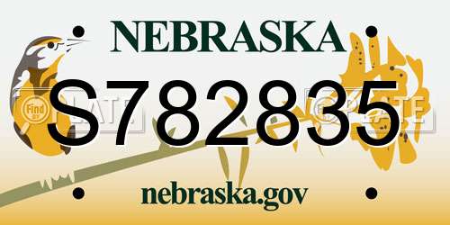S782835 Nebraska License Plate