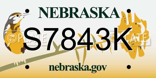 S7843K Nebraska License Plate