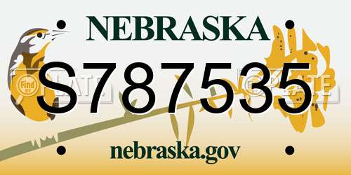 S787535 Nebraska License Plate