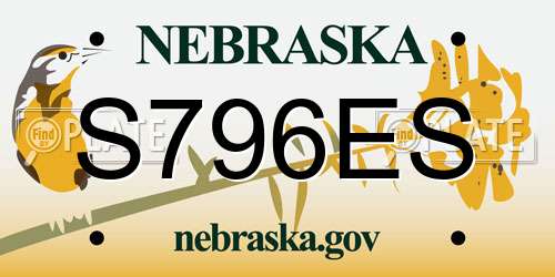 S796ES Nebraska License Plate
