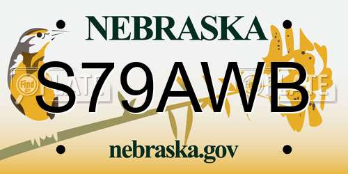 S79AWB Nebraska License Plate