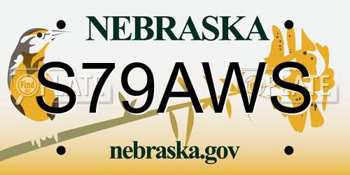 S79AWS Nebraska License Plate