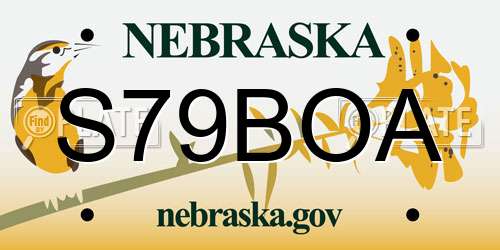 S79BOA Nebraska License Plate