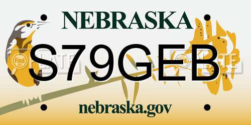 S79GEB Nebraska License Plate