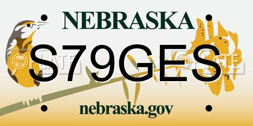 S79GES Nebraska License Plate