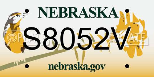 S8052V Nebraska License Plate