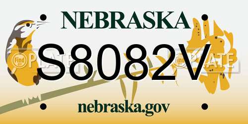 S8082V Nebraska License Plate