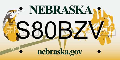 S80BZV Nebraska License Plate