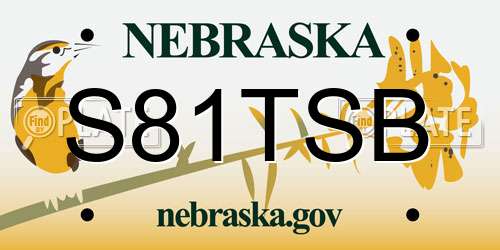 S81TSB Nebraska License Plate