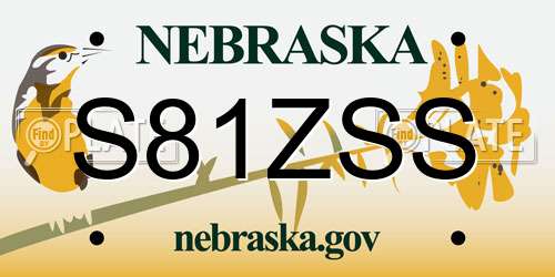 S81ZSS Nebraska License Plate