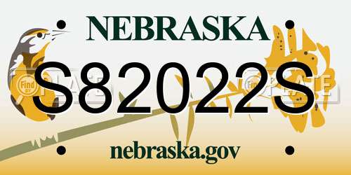 S82022S Nebraska License Plate