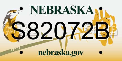 S82072B Nebraska License Plate
