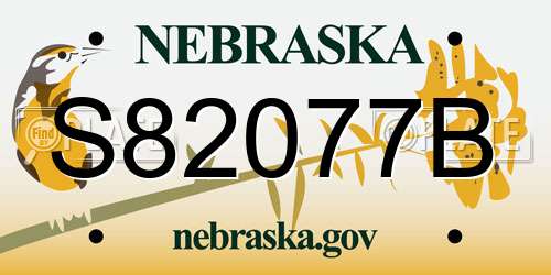 S82077B Nebraska License Plate