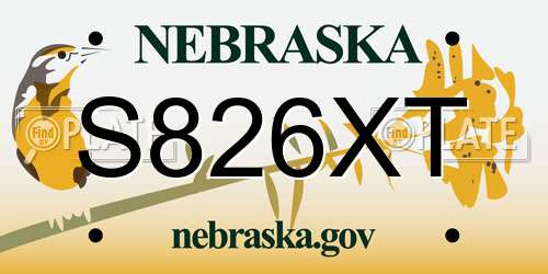 S826XT Nebraska License Plate
