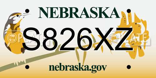 S826XZ Nebraska License Plate