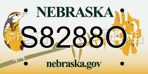 S8288O Nebraska License Plate