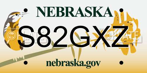 S82GXZ Nebraska License Plate